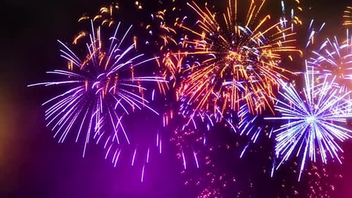 Vibrant Fireworks Exploding Animation for Celebratory Events