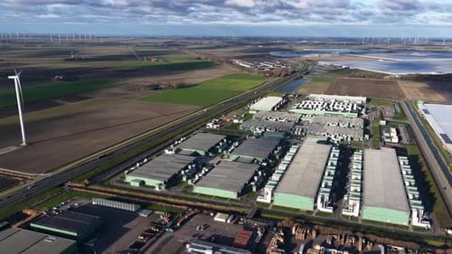 Aerial view of AI Data Center in Middenmeer, Netherlands.