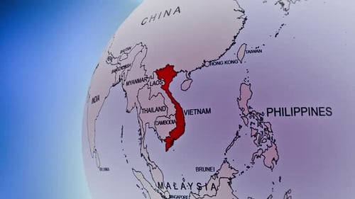 Rotating Earth Globe Approaches Vietnam