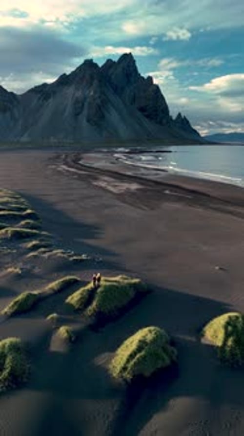 Majestic Icelandic Coastline with Rugged Mountains Stokksnes Cape and Vestrahorn Mountain
