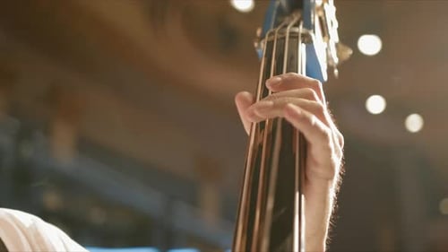 Close Up Male Musician Playing Double Bass 3539 Years