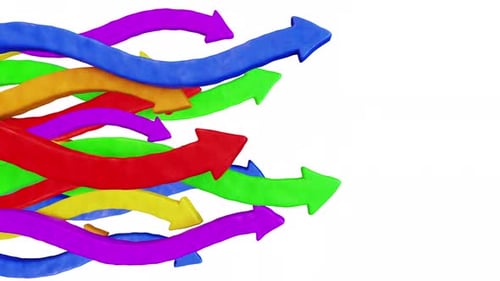 Flow of wavy arrows made of plasticine