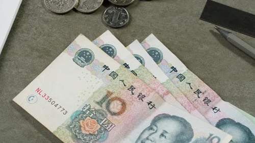 Detailed Close Up of 10 Yuan the Chinese Currency 10 Renminbi the Smallest Banknote Denomination of