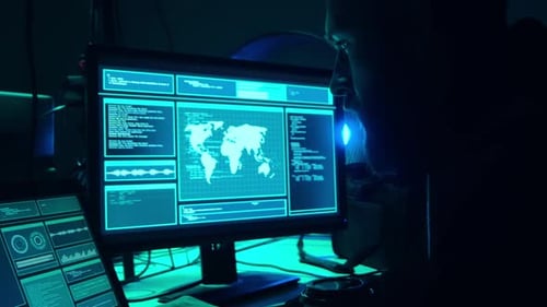 Wanted Hackers Coding Virus Ransomware Using Laptops and Computers in the Basement Cyber Attack