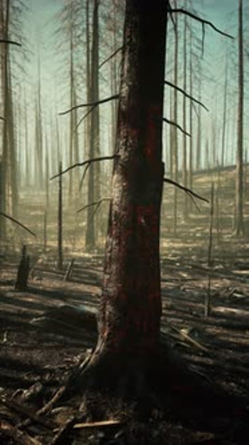 Charred Forest With Dead Trees