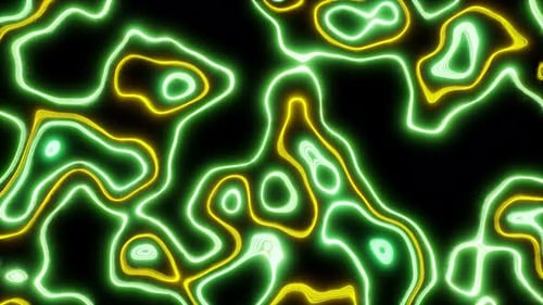 Mehrfarbige Wellenlinien, die vor dunklem Hintergrund erscheinen, 3D-Animationsschleife