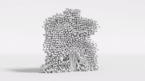 Collapsing White Dollar Sign Made of Blocks