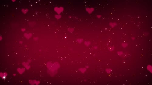 Romantic Sparkling Hearts and Glitter Particles Background Loop