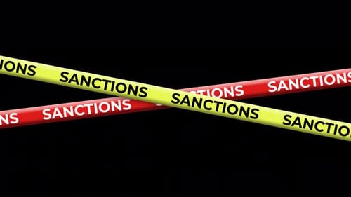 Crossing Red and Yellow Sanctions Warning Tape Animation