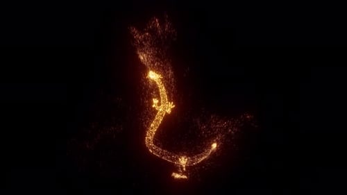 Dynamic Abstract Golden Particle Trail Forming Animation