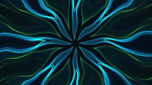 Blue Green Flowing Fractal Wave Abstract Background