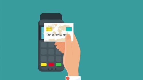 Credit Card Payment on POS Terminal Flat Design Animation