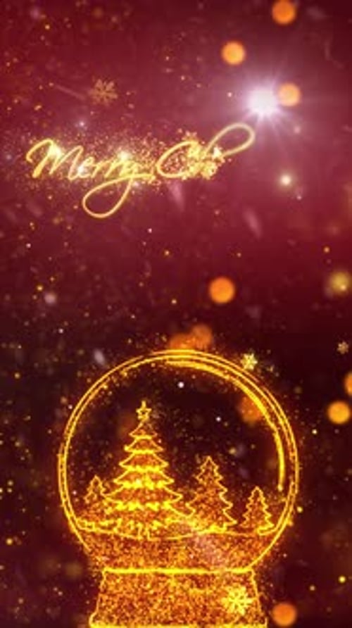 Merry Christmas Glowing Text Reveal with Snow Globe Animation
