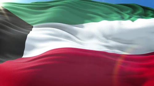 Zoom In Realistic Flag Of Kuwait 4K