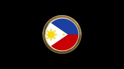 3D Metallic Gold Philippine Flag Emblem Rotating Animation