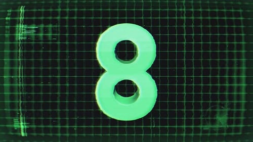 Compte à rebours, hologramme numérique, écran numéro 8