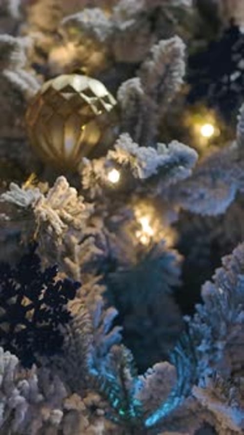 Christmas Tree With Lights and Presents at Home