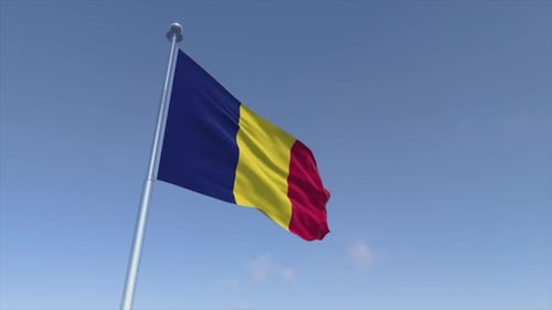 Seamless Loop of Romania Flag Waving in Realistic Wind