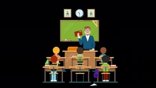 Primary School Classroom Animation Alpha Channel 4K