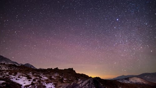 Star Filled Night Sky Over Mountain Range