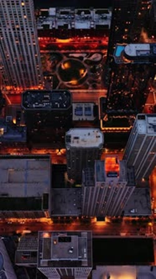 View of downtown Chicago showcasing city lights and urban landscape