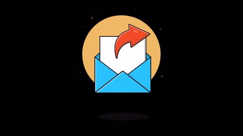 Flat Design Animated Envelope with Send Share Arrow