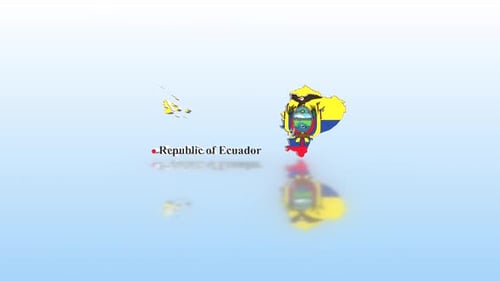 3D Map of Ecuador with Flag and Text Reveal