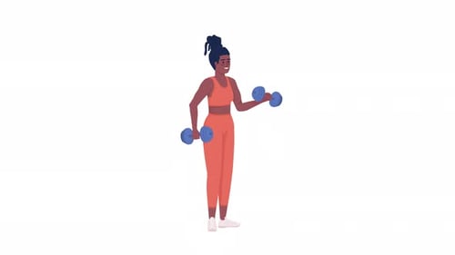 Flat Design Animation of Woman Doing Bicep Curls