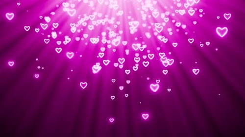 Romantic Pink Glowing Hearts Falling Loop Background