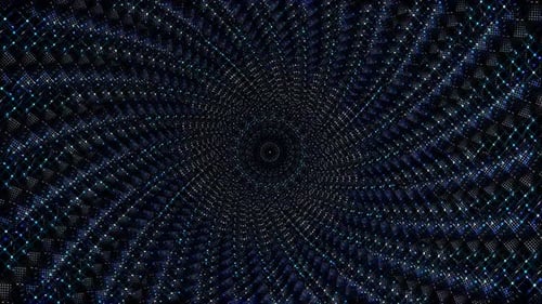 3D colorful lines with dots round shape smooth waves sparkling light effect on black background