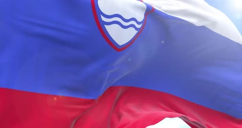 Slovenia Flag Waving And Rotating Camera 4K