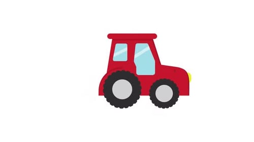 Animated Flat Design Red Tractor Reveal