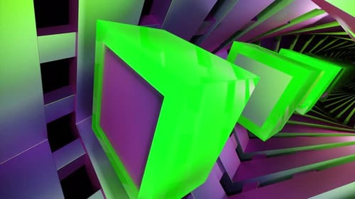 3D Tunnel with Moving Streams of Squares