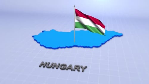 Hungary 3D Map with Flag Animation