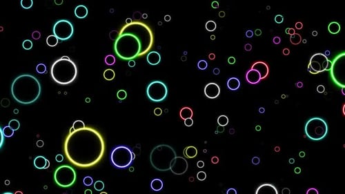 Colorido círculo de neón con fondo volador