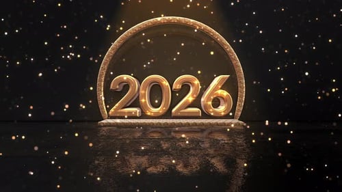 Golden 2026 Happy New Year Celebration Title