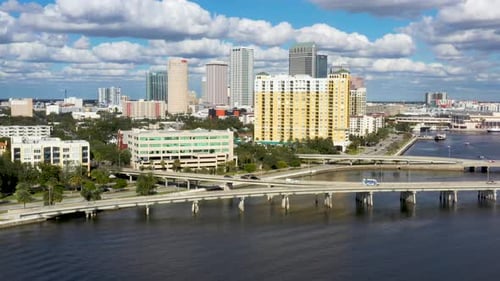 Coastal City of Tampa on Florida Gulf Coast, Aerial Drone Establisher