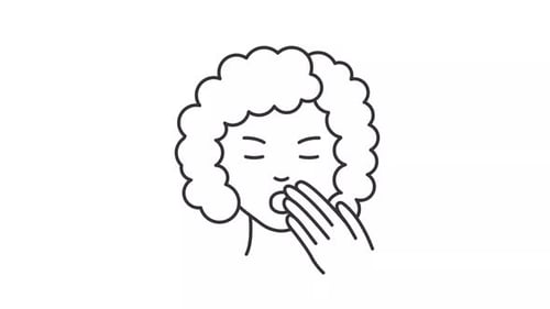 Animated yawning woman line icon