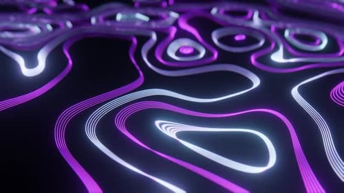 Abstract Neon Glowing Wavy Lines Background Loop