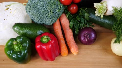 Fresh Vegetables On Wooden Surface