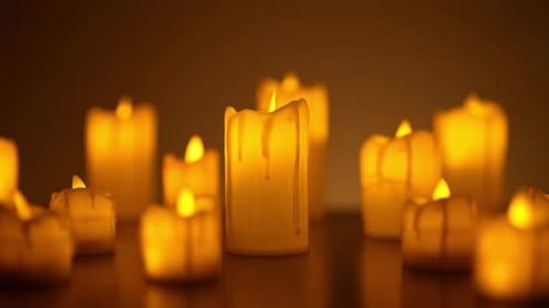 Flickering Electric Candles Creating Warm Ambient Light