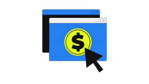 Online payment click with dollar 2D onboarding ui animation