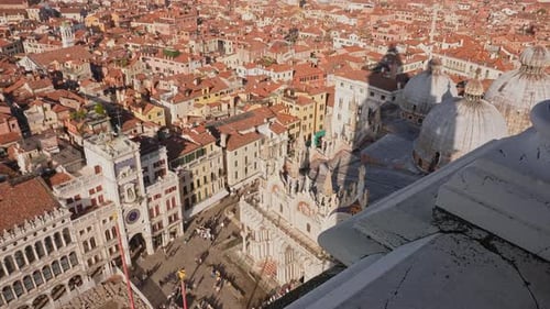 Beautiful Aerial View of the Sunset Over Venice St Marco Square in Italy