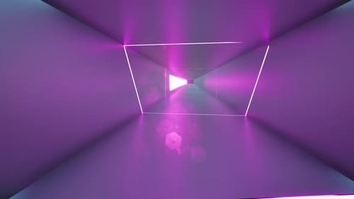Long Neon Pink Tunnel Futuristic Bright Corridor