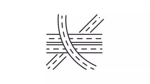 Animated road junction traffic line icon