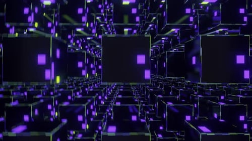 Lime And Purple Cubic Dimension Background Vj Loop In HD