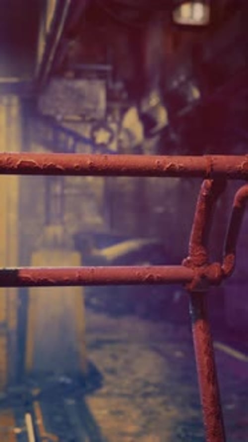 Close Up of Red Metal Rail