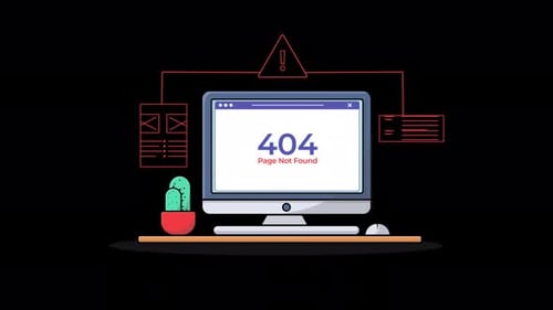 Animated Flat Design 404 Page Not Found Error