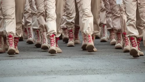 War Army Soldiers Marching Military Officers Walk Send Desert Uniform Boots