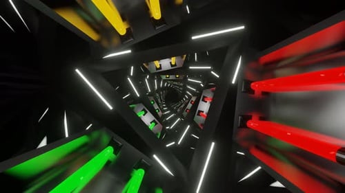 Multicolor Neon Glowing Mirrored Triangular Spiral Background Vj Loop In 4K